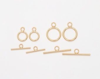 2SETS - Two Size Thin Gold Toggle Clasp, Making Bracelet, Jewelry Craft, 14K Gold Tone [TT0157-PG]