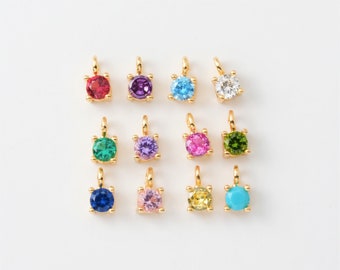 4PCS -  3mm CZ-Birthstone Ring Crossed Charm, Versatile Accessory for DIY Bracelets & Necklaces, Real 14K Gold Plated [P1250-PGRC]