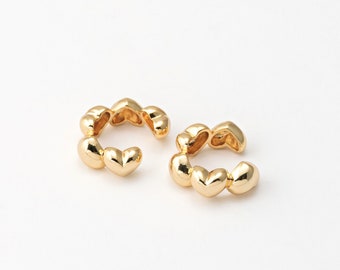 4PCS - Ronde hartkraakbeen oormanchet, sierlijke messing Indiase oormanchet, gouden oormanchet minimalistische sieraden, echt 14K goud en verzilverd [E0772]