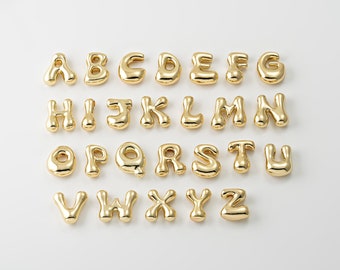 1PC - Balloon Initial Letter Charm, Trend Fashion Gold Alphabet Jewelry, A to Z Alphabet Charm, Brass pendant, Gold Plated [CB0259-PG]