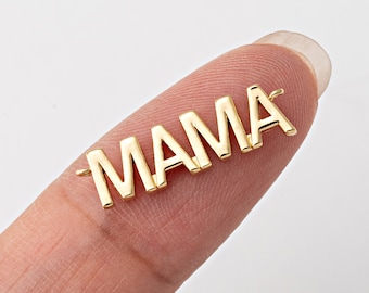 4PCS - Mother's Day jewelry Charm MAMA Letter Bar Connector, Dainty Letter pendant, gifts for mom, Real 14K Gold Plated  [C0503-PG]