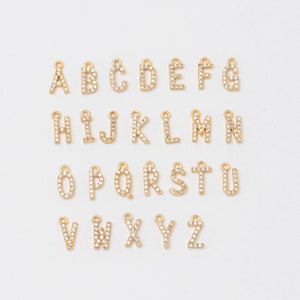 4PCS - A~Z (select 26 Letter) Alphabet Cubic Initial, Letter, Brass pendant, Real 14K Gold Plated [P1128-PG]