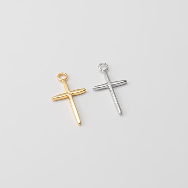 4PCS - Cross Pendant, Brass Pave Cross Dangle Pendant, Layered Minimalist Jewelry making Necklace, Real 14K Gold & Rhodium Plated [P0770]