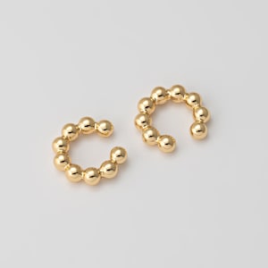 4PCS - Round Ball Hoop Ear Cuff, Dainty Ear Cuff, Hoop Ear Cuff, Gold Ear Cuff, Gold Plated Ear Cuffs, Real 14K Gold Plated [E0565-PG]