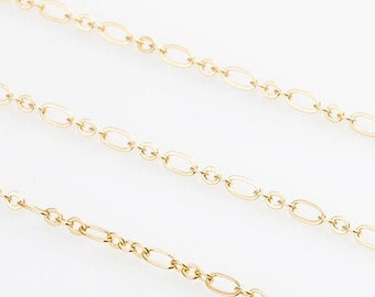 1 Meter - Unique Chain necklace Jewelry Supplies, Craft Supplies, 2.4mm x 4.5mm, 14K Gold [CH0003-PG]