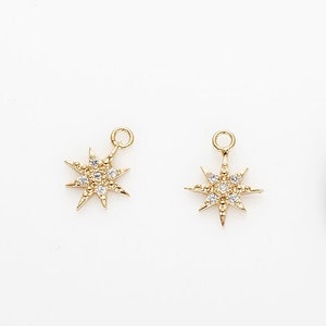6PCS - Cubic Star Pendant, Real 14K Gold Plated [P0594-PG]