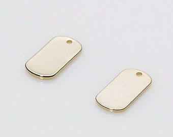 10 PCS - 15x7.5mm Personalized  Stamping Bar pendant, Blank Bar, Name Plate, 14K Gold Tone  [ST0002-PG]