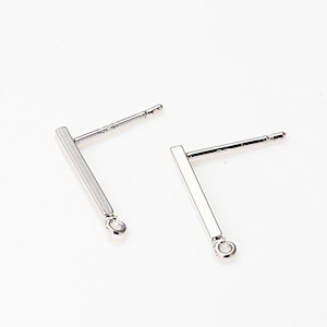 10pcs - Mini Bar Post Earring, 925 Sterling silver stick,  Stick Stud Earrings, Polished Rhodium-Plated  [E0337-PR]