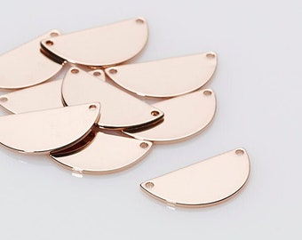 10 PCS - 19x9.5mm  Personalized Stamping Bar pendant, Blank Half Circle Pendant, Polished Rose Gold Tone [ST0012-PRG]