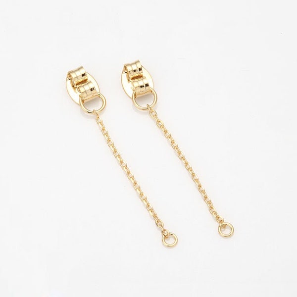 4PCS - Chain Butterfly Clutch, Ear Jacket Earring, Jewelry Supplies, 14K Gold Tone [E0254-PG]