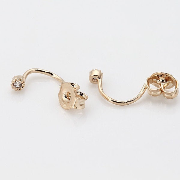 4PCS - Cubic Earring , Butterfly Clutch, Earring Back , jewelry Supplies, jewelry Making, Real 14K Gold Plated  [E0182-PG]
