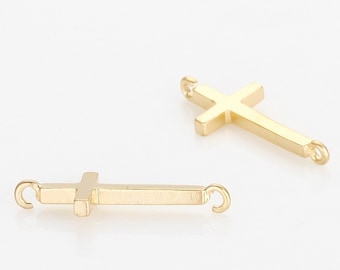 2PCS - Cross Connector Matte Gold-Plated   [C0172-MG]