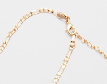 1PC - 16" Finished 2mm Flat Figaro Chain with Lobster Clasp, basic Necklace, 14K Gold Plated [NT0021]