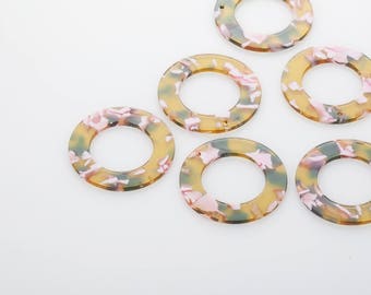 10mm Square Mixed Yellow color Post Earring AT0055-YW Acrylic supplies Hole in middle 2 Pieces earring supplies Acetate earring