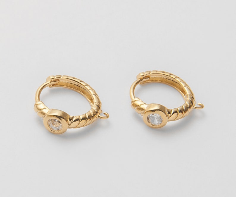 gold one touch Gold cubic one touch hoop 2 Pieces gold hoops Polished Gold Plated