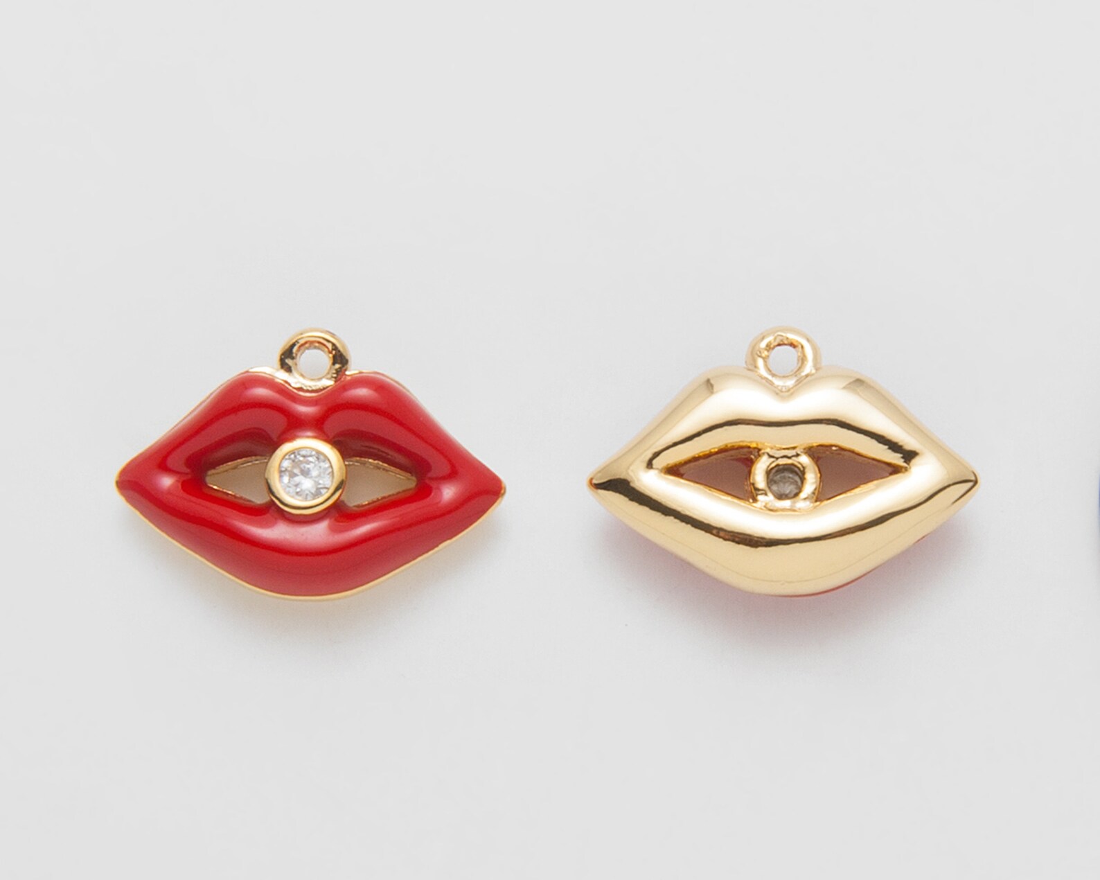 1PC Lips CZ Charm Lip Enamel Pendant Layered Necklace Etsy