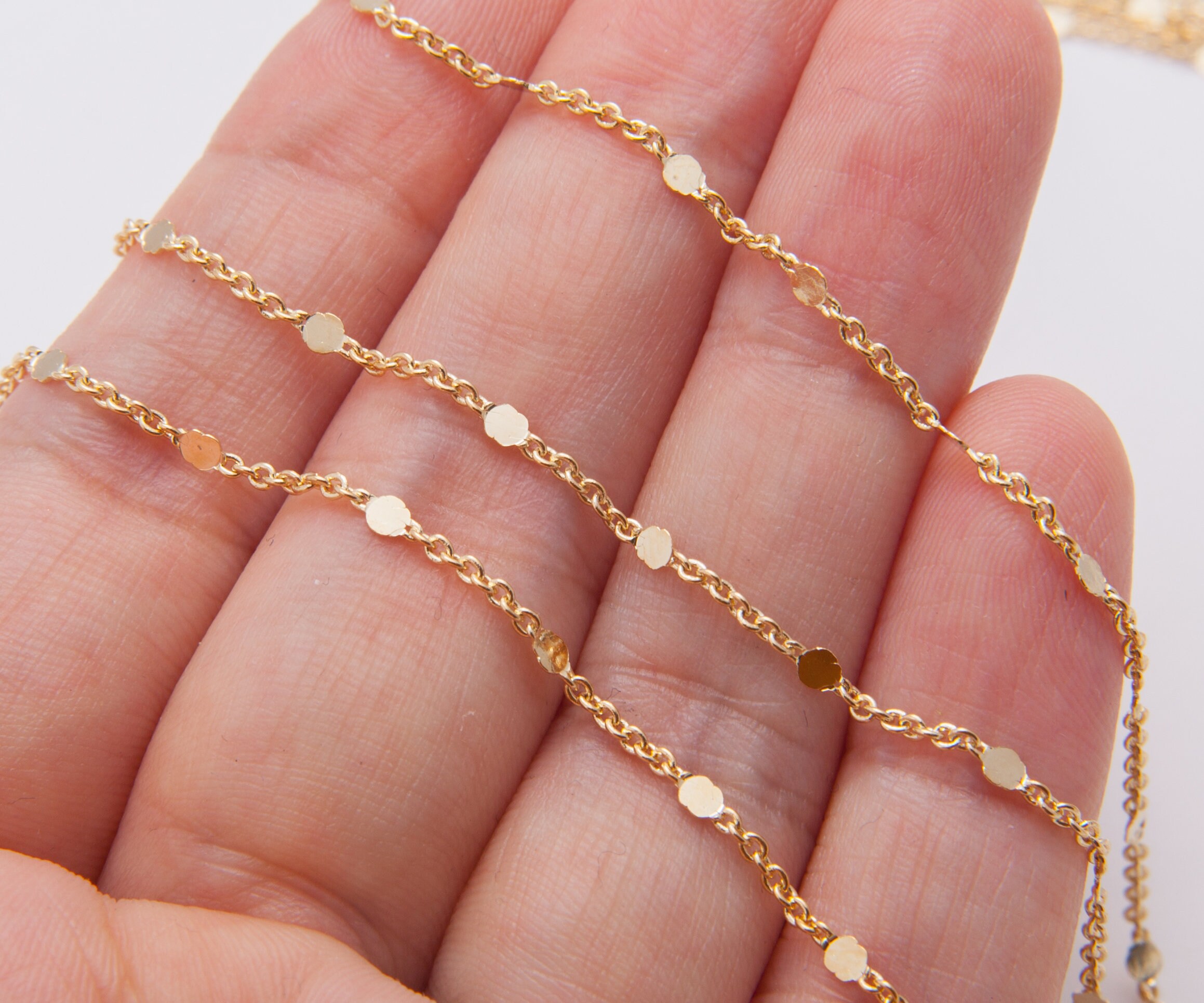 1 Meter Gold Dainty Chain Jewelry Supplies Tiny Round Gold Etsy