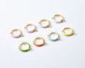 4PCS - Enamel One touch Earring, Round Huggie Hoops Epoxy Earring, Lovely Earring Supplies, Real 14K Gold Plated [E0635-PGJR]