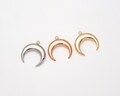 2PCS - Moon Pendant, Crescent Charm, Gold Moon Charms, Real 14K Gold | Rhodium | Rose Gold Plated [P0582]