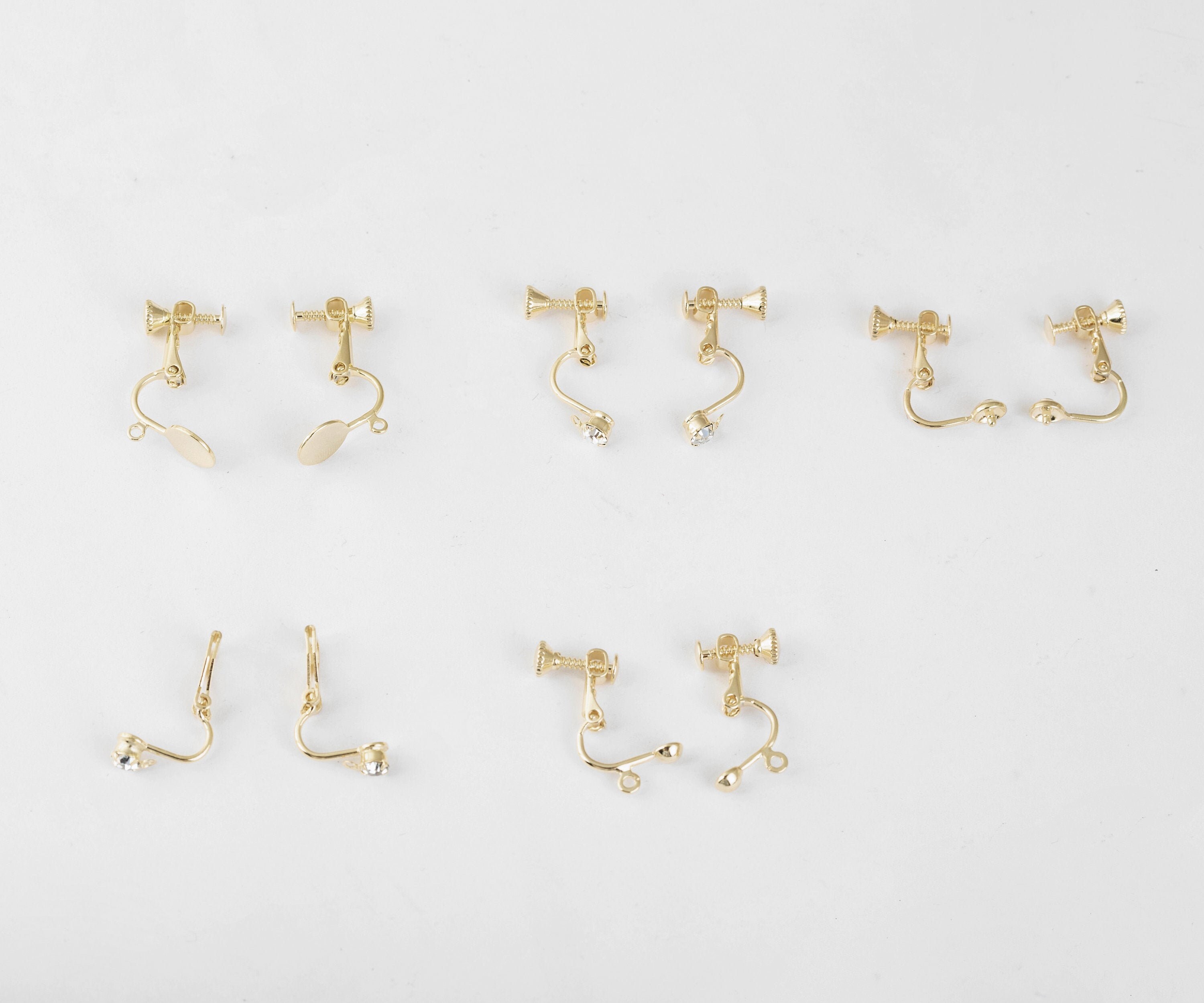 4PCS 5 Types Clipon Ear Wire Nonpierced Earrings Etsy
