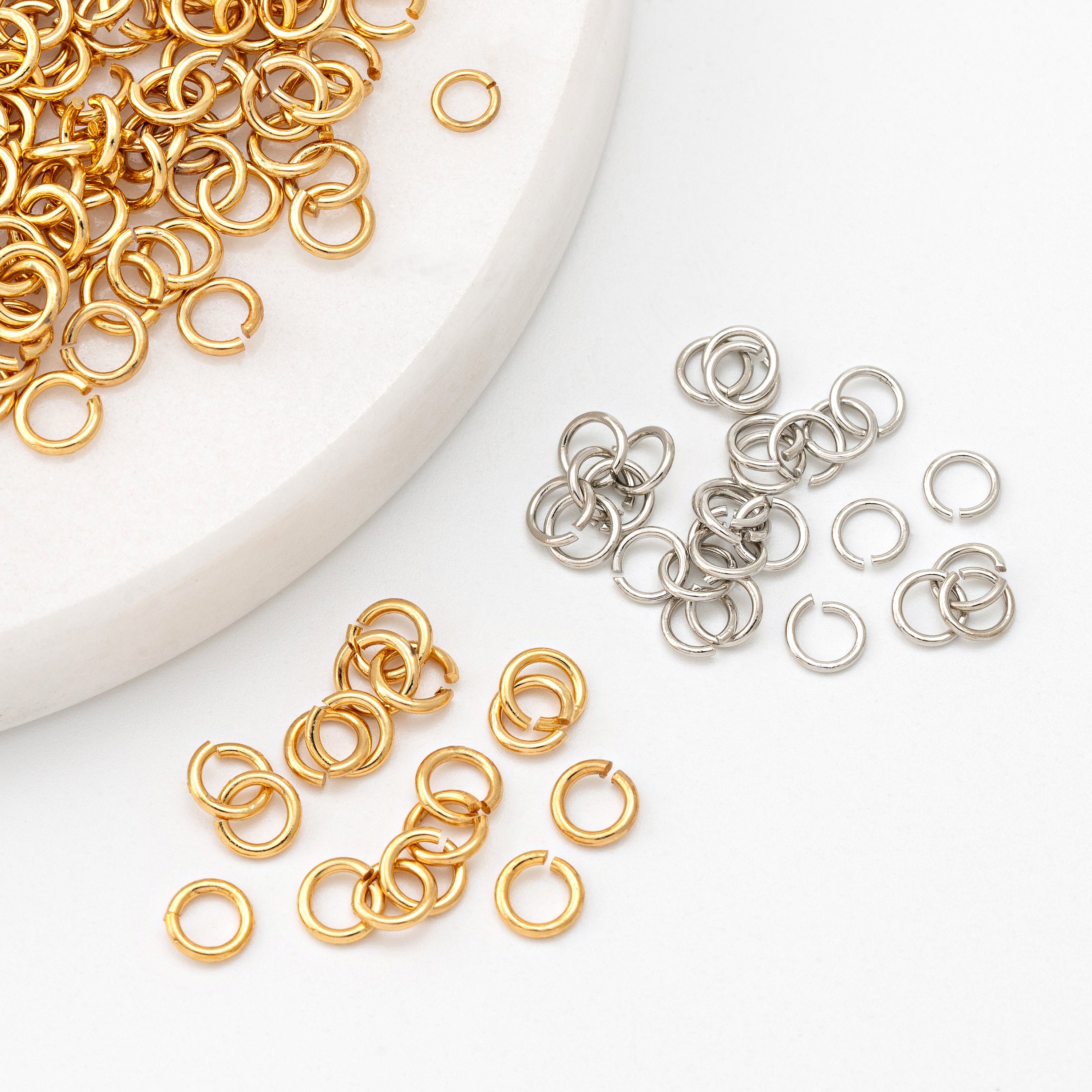 1500pcs Gold Jump Rings for Jewelry Making 4mm Gold Plated Open Jump Rings for Craft Making Supplies