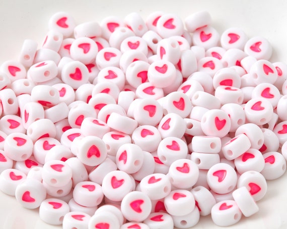 100pcs/pack 7mm Pink Tone Acrylic Letter, Heart, Star Shaped Acrylic Beads  For Bracelets, Necklaces, Phone Charms