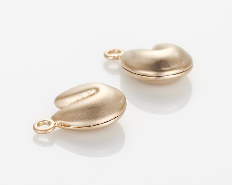 Fortune Cookie Pendant Matte Gold Plated 2 Pieces Etsy