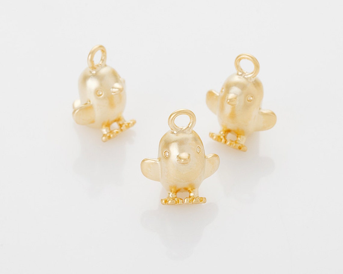 2PCS Chick Pendant Chicken Chick Charm 14K Matte Gold Etsy