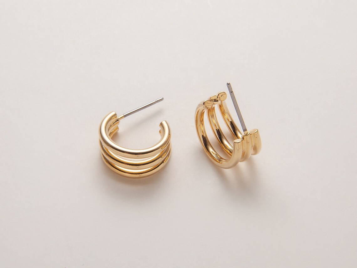 2PCS Gold Round Post Earrings Round Earrings Jewelry Etsy