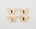 1PC - Gemstone Butterfly Pendants, Butterfly Charms, Butterfly stone charms, Gold Butterfly charms, Real 14K Gold Plated [G0333-PG]