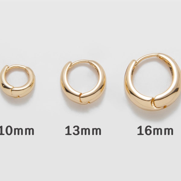 2PCS - Gold Huggie Hoop 10mm, 13mm,16mm Earring, Teardrop hoops, 14K Gold Tone [H0107-PG]