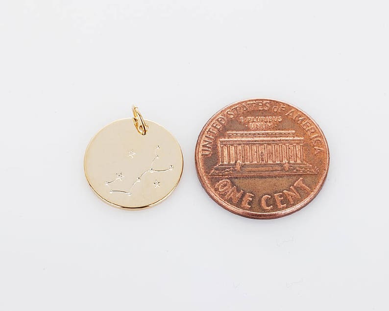 1PC Zodiac Coin Pendants Zodiac Charm Jewelry Making 14K Etsy