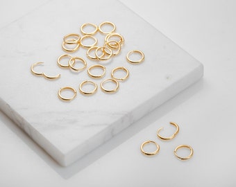 2PCS - 10mm Sterling Silver Plain Huggie Earrings, 925 Silver Post Circle Earrings, Hoop Earring, Polished Gold Plated  [E0356-PG]