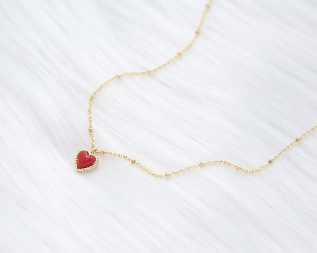 1PC Red Heart Pendant Charm Pendant Jewelry Real 14K Gold Etsy UK
