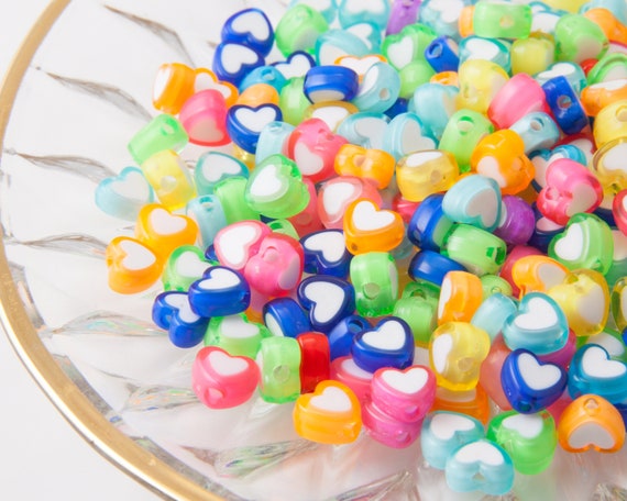 100pcs/Lot Candy Color Flat Round Plastic Beads for Jewelry Making Loose  Spacer Bead DIY Bracelet Necklace Gift For Children