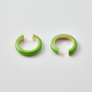 2PCS Ear Cuff, Dainty Ear Cuff, Enamel Ear Cuff, Colorful Ear Cuff, Epoxy Ear Cuffs, Real 14K Gold Plated E0669-PG Green