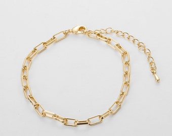 1PC - 6" Finished Bracelet Gold Chain with Lobster Clasp, thick link chains, Tail Chain, basic Chain [LKB-PG]