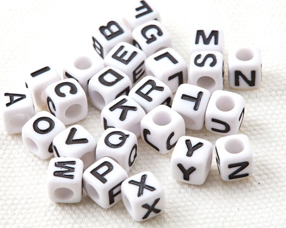 7mm White Alphabet Letter Beads Round Acrylic Beads A-Z letter