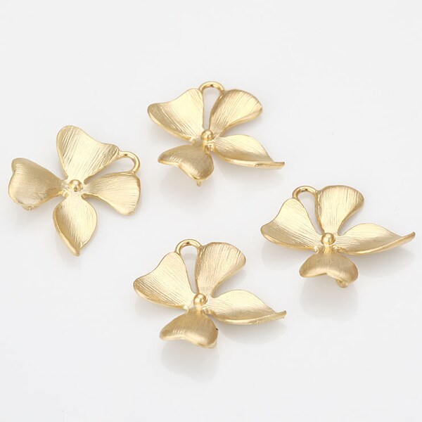 Cascading Narcissus Flower Connector, Brass Pendant Matte Gold-Plated - 2 Pieces [GG0083-MG]