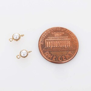 2PCS 3mm Pearl connectorMedium, 48mm , Jewelry Supplies, Wedding Jewelry, Real 14K Gold Plated C0381M-PG image 3