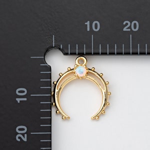 2PCS - Moon Opal Pendant, White Opal Dangle Charms, Minimalist Jewelry Necklace Making, Real 14K Gold Plated [TT0190-PG]