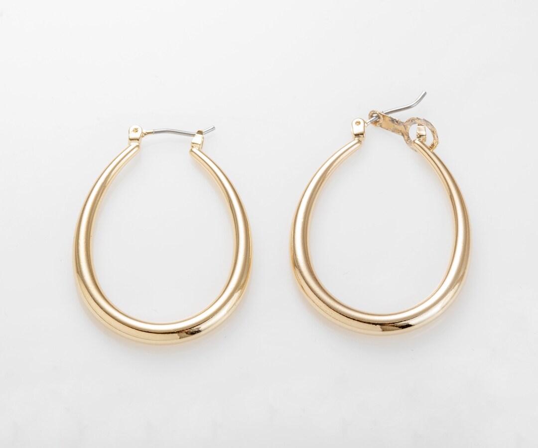 2PCS Oval Hoop Earrings Gold Round Hoop Supplies Earring - Etsy