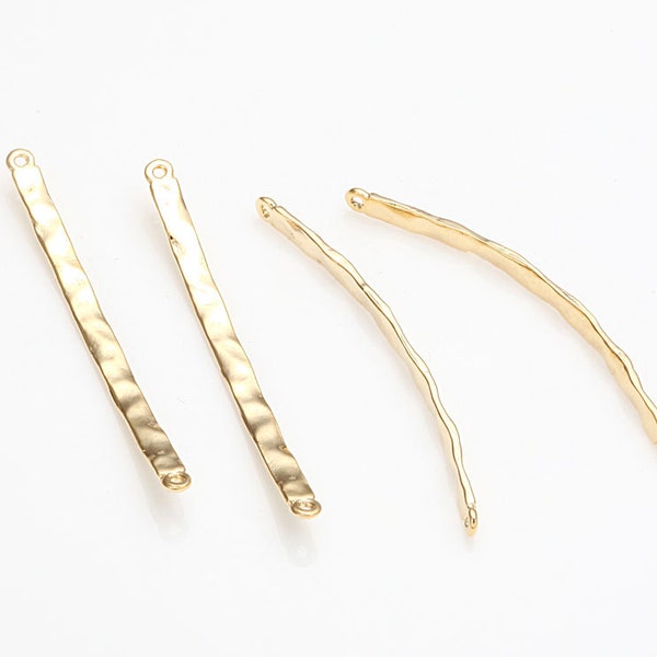 4PCS - Hammered Bar Connector (Thin), Layering Pendant, Bracelet Charm Polished Gold-Plated [C0015-PG]