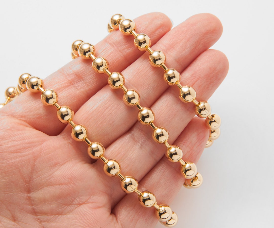 50CM Jewelry Supplies, 6mm Ball Chain Craft Supplies, Gold Ball Chain
