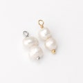 4PCS - Tiny fresh water Pearl charms, pearl ball pendants, pearl charm Necklace Pendant, Real 14K Gold & Rhodium Plated [P1376]