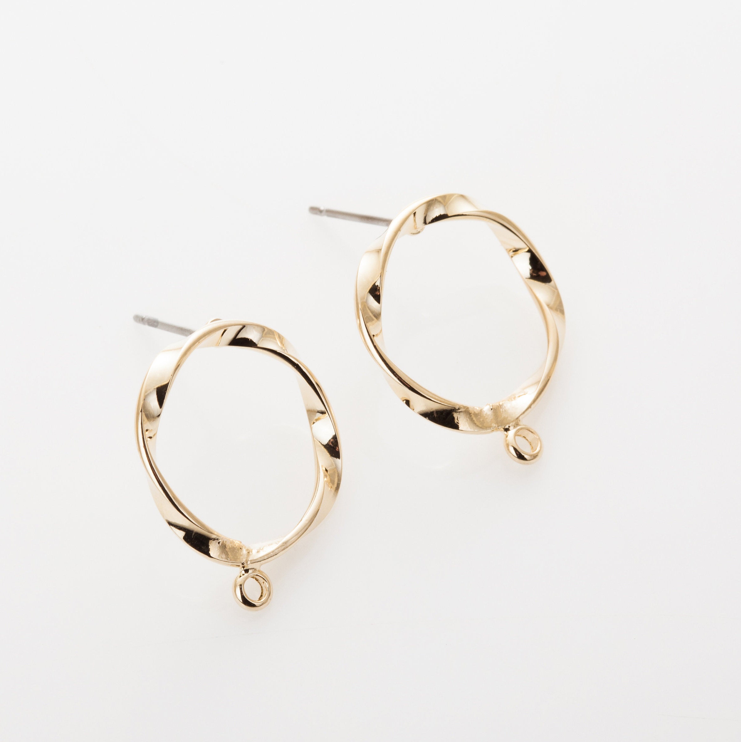 2PCS Bended Ring Post Earring Polished Gold Plated - Etsy Australia