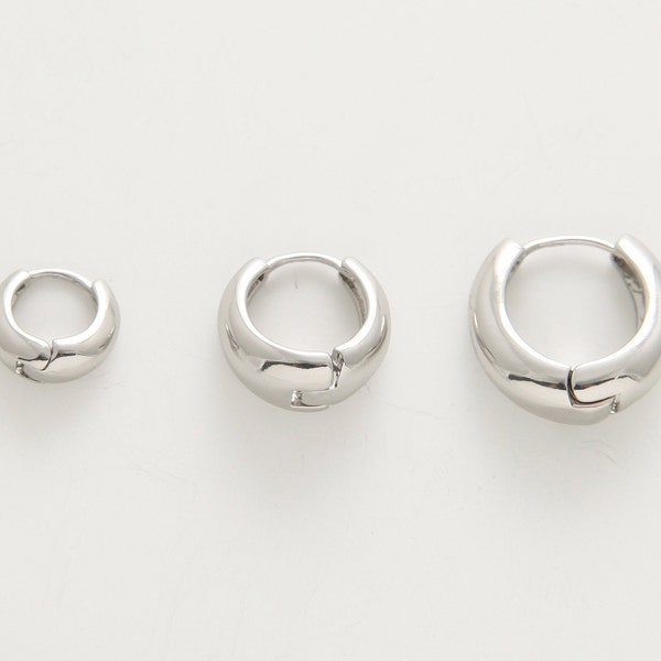 2PCS - silver hoop earrings, 10mm, 13mm,16mm Earring, Teardrop hoops, Polished Rhodium, Silver Tone [H0107-PR]