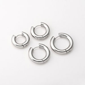 2PCS 10,12,14,16mm Round Huggie Hoop Earrings, 5mm thickness Steel Hoops, 316 Stainless Steel, High Quality Vacuum Plated H00995 image 6