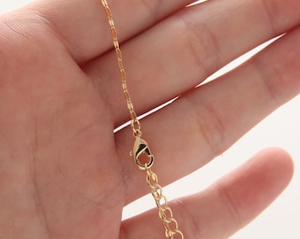 1PC - Lace Chain Finished 6", 14', 16" Necklace with 2" Extender, Dainty Necklace, 14K Gold Plated  [NT0007-PG]