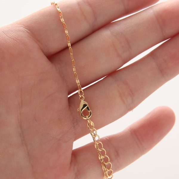 1PC - Lace Chain Finished 6", 14', 16" Necklace with 2" Extender, Dainty Necklace, 14K Gold Plated  [NT0007-PG]